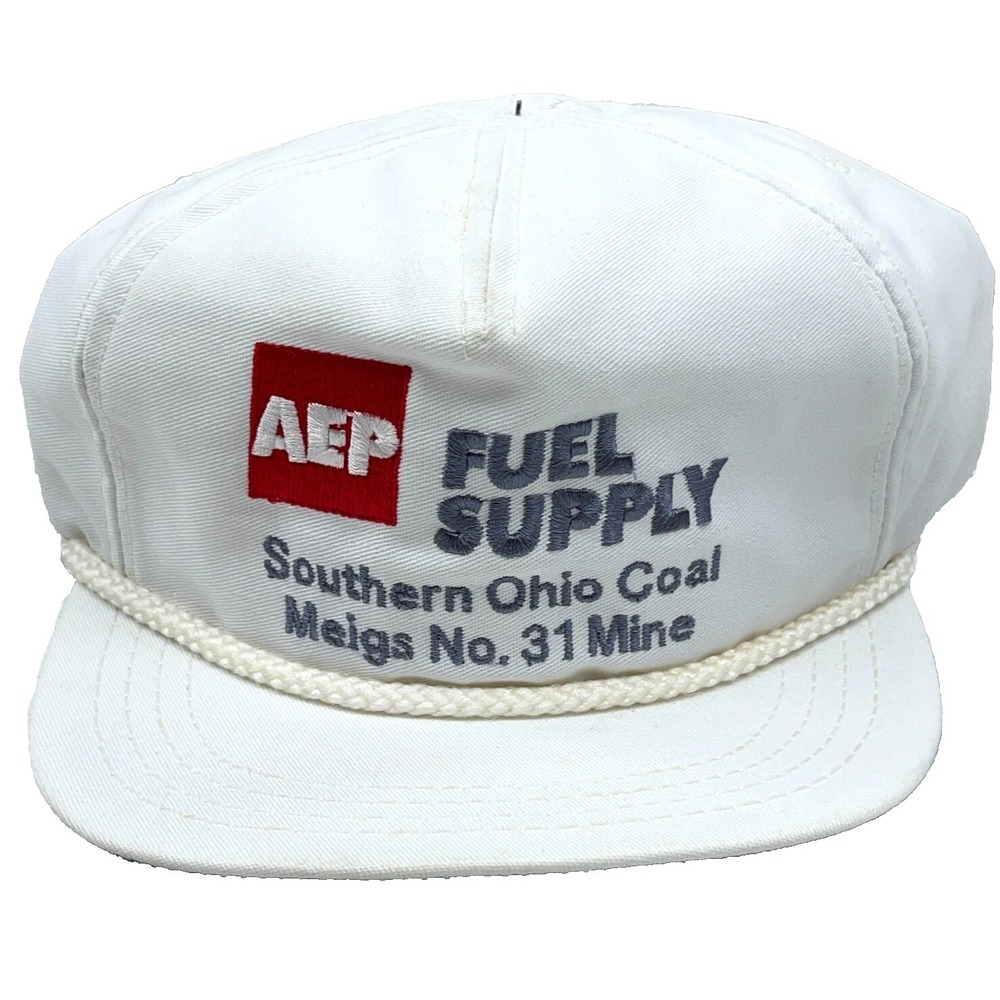 Vintage AEP Trucker Hat Made In USA 80s Rope Snap Back Cap Fuel Supply Mining